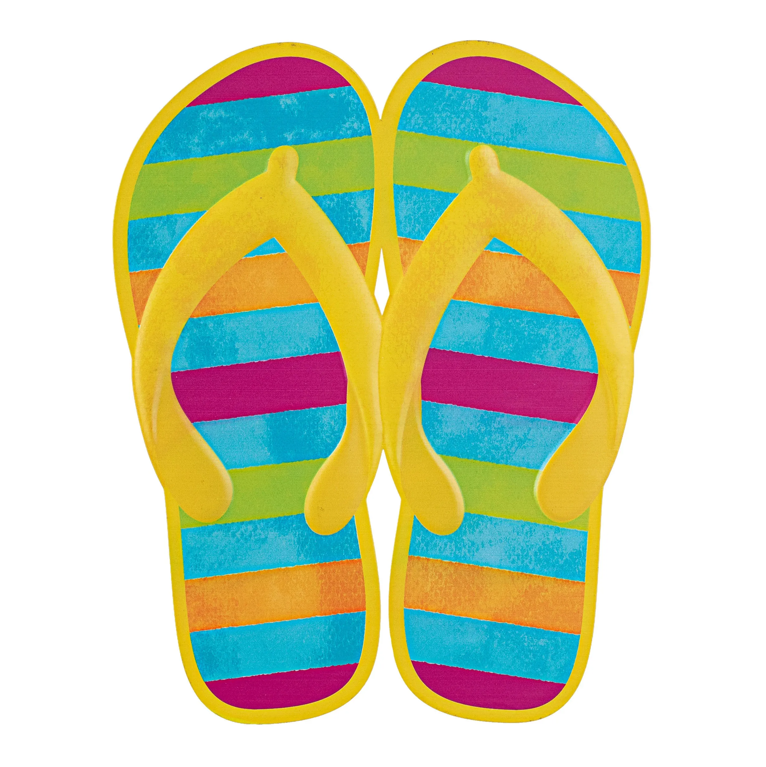 12" Summer Stripe Flip Flops Embossed Metal Sign