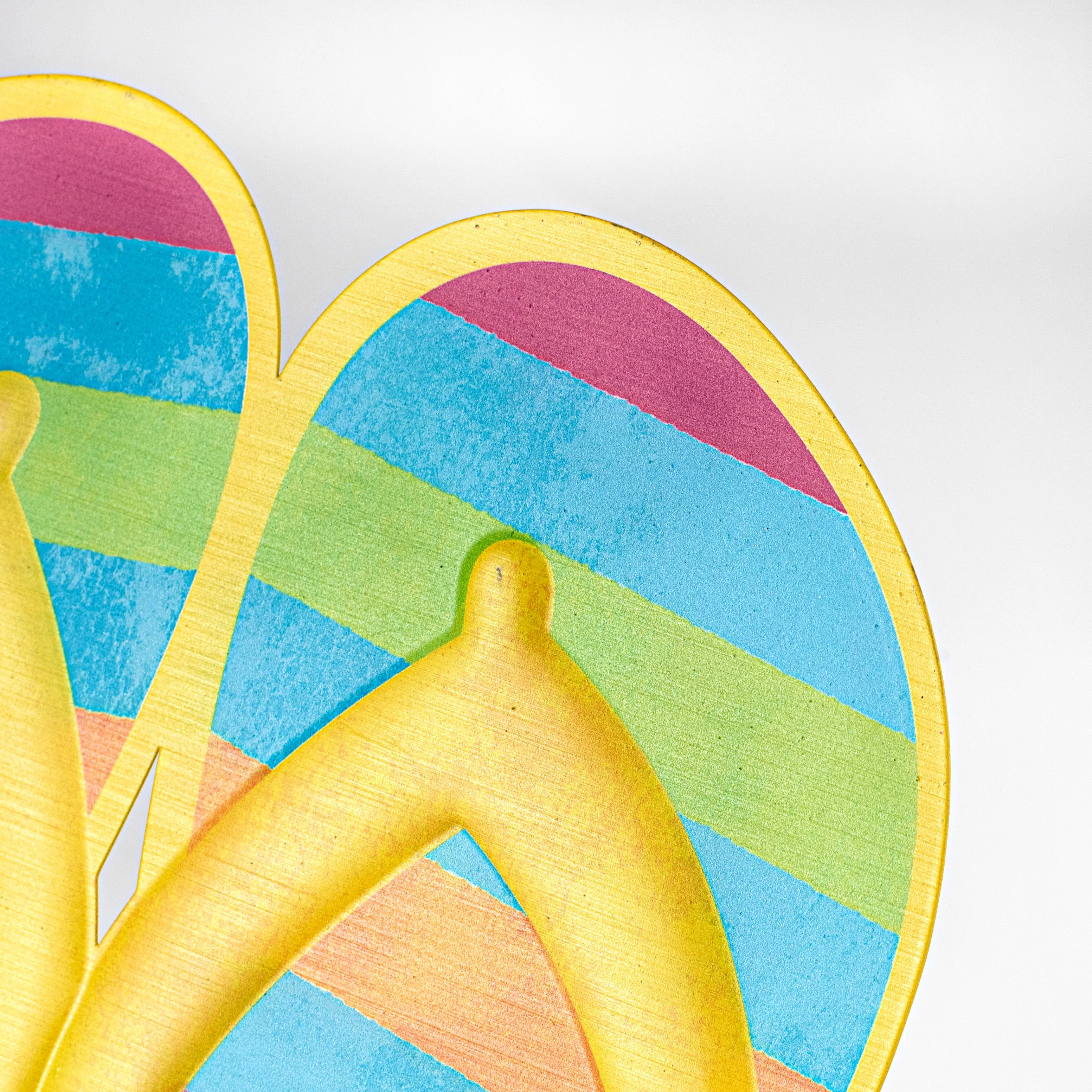 12" Summer Stripe Flip Flops Embossed Metal Sign