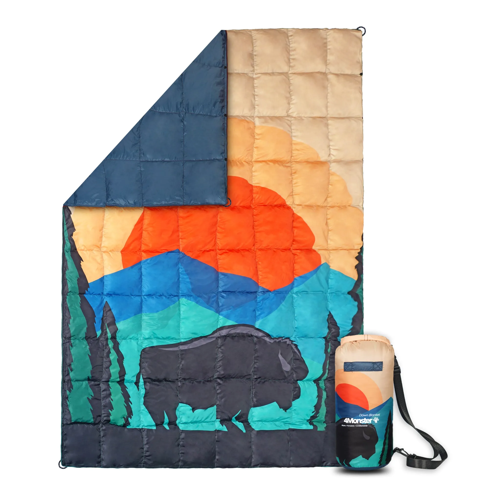 4Monster Down Puffy Camping Travel Blanket - Impression Sunrise