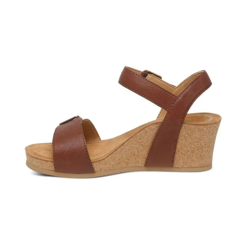 Aetrex Women's Lexa Wedge Sandals- Walnut