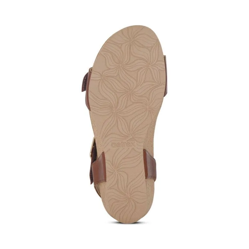 Aetrex Women's Lexa Wedge Sandals- Walnut