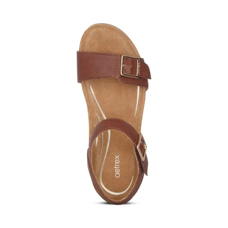 Aetrex Women's Lexa Wedge Sandals- Walnut