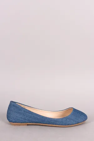 Bamboo Denim Round Toe Ballet Flat