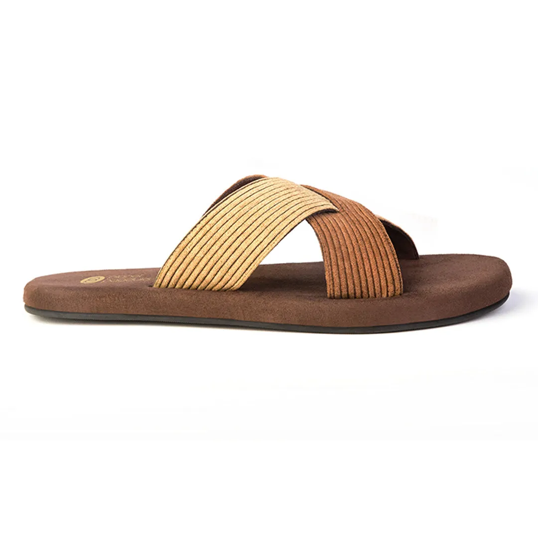 Ben Luxe - Crossover Corduroy Brown Men Slides