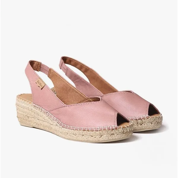 BERNIA Ladies Leather Slingback Espadrilles Pale