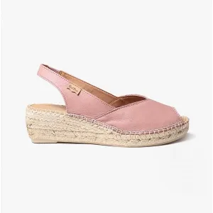 BERNIA Ladies Leather Slingback Espadrilles Pale