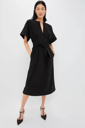 Black Double Face Flannel Gianna Dress