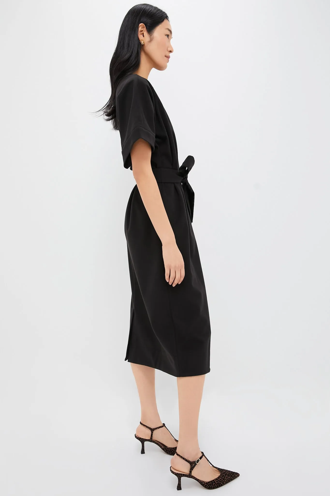 Black Double Face Flannel Gianna Dress