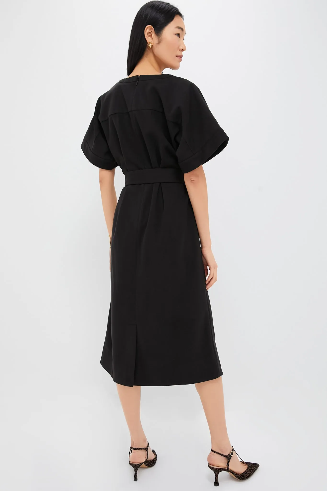 Black Double Face Flannel Gianna Dress