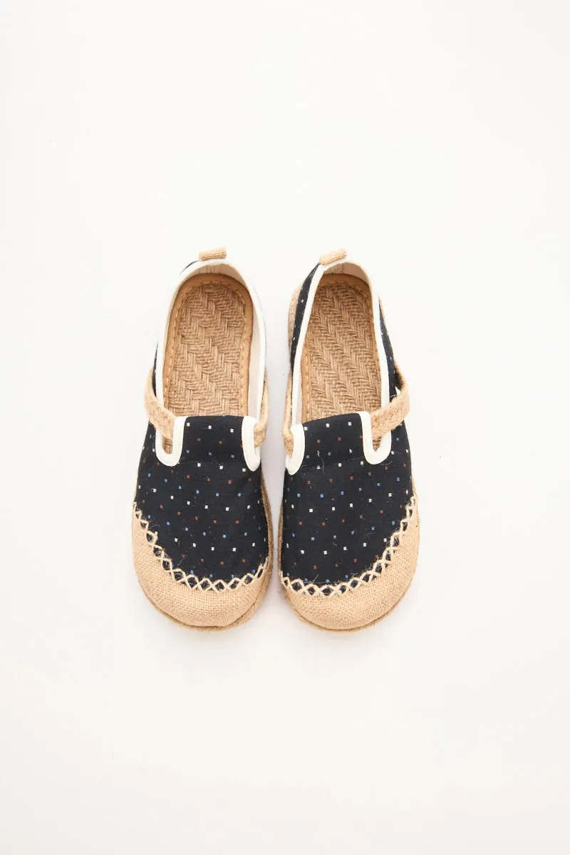 Cactus Rose | Aletta Dots Linen Espadrilles - Black