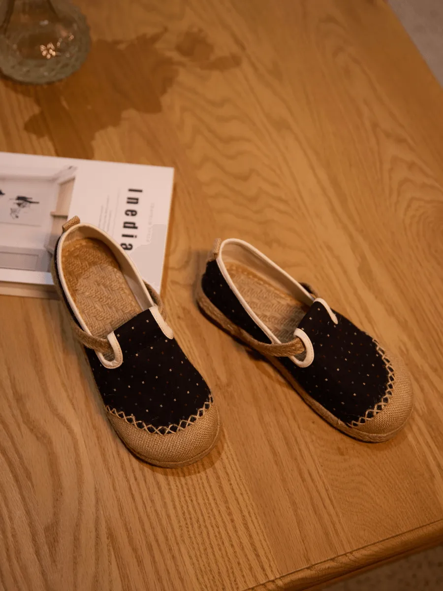 Cactus Rose | Aletta Dots Linen Espadrilles - Black