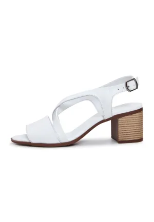 Casual Block Heel Sandals - White