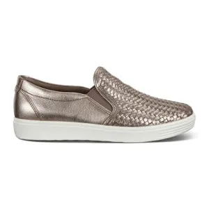 Ecco Women's Soft 7 Slip On Sneakers- Stone Metallic