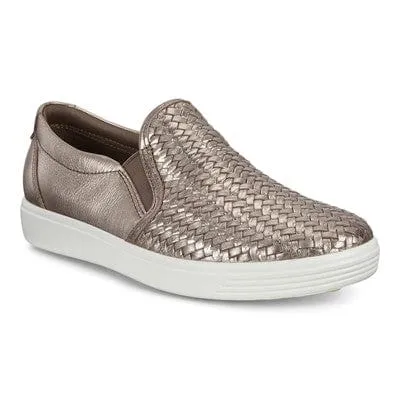 Ecco Women's Soft 7 Slip On Sneakers- Stone Metallic