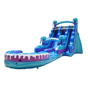 Electric 20 ft dual lane slide with a detachable pool