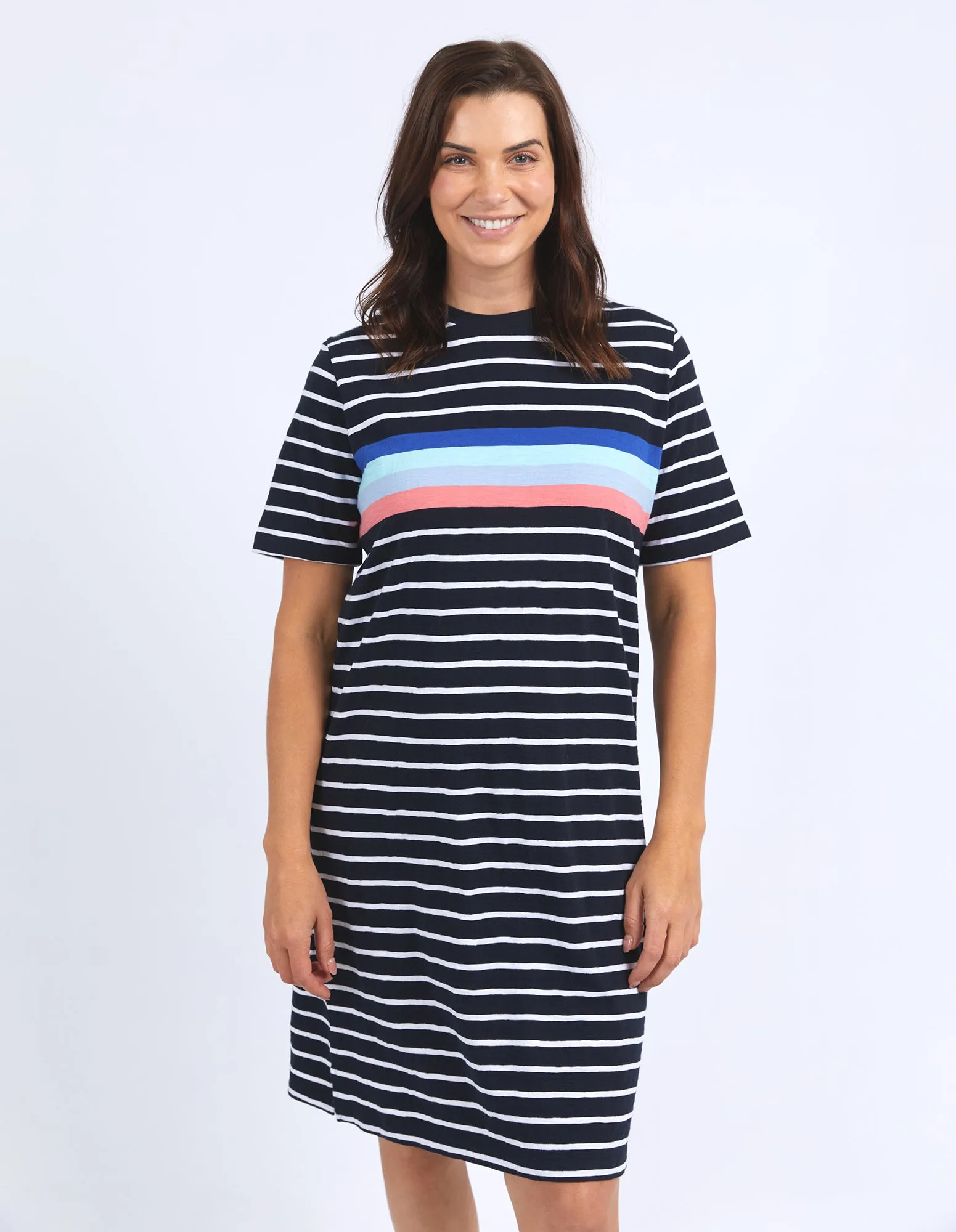 Elm Zena Tee Dress Navy & White Stripe