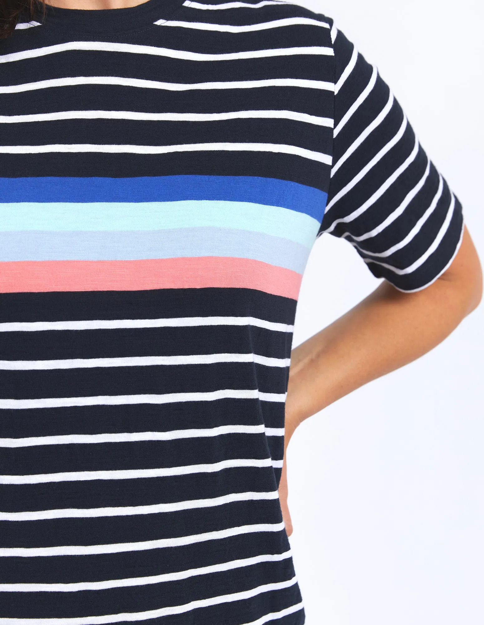 Elm Zena Tee Dress Navy & White Stripe