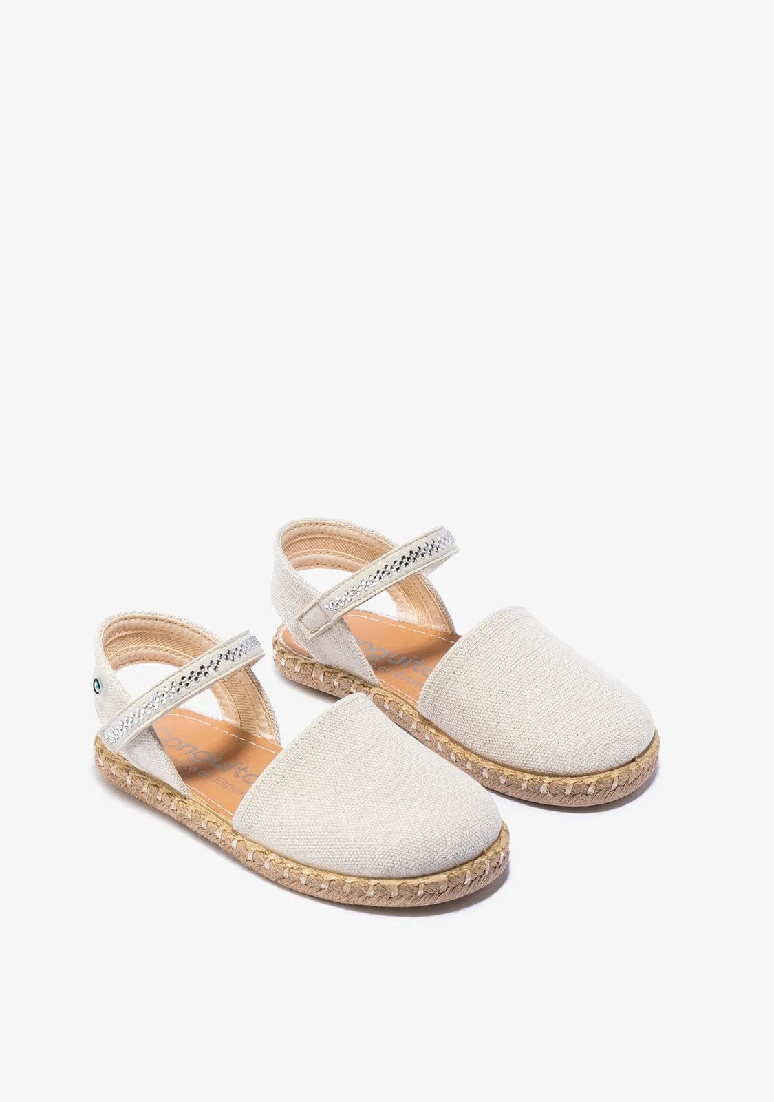 Girl's Beige Espadrilles Metallized