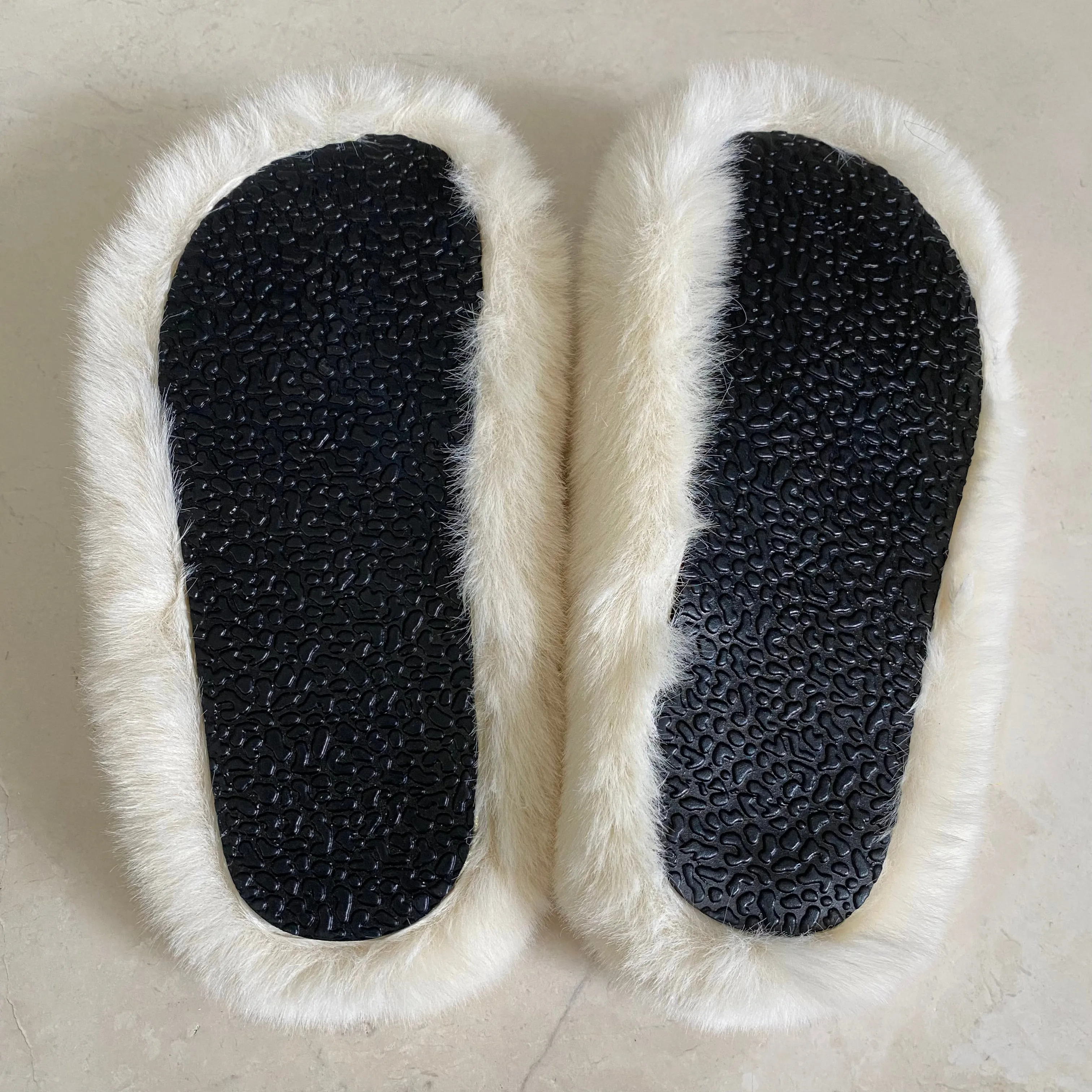 Kids Furry Slides Off White