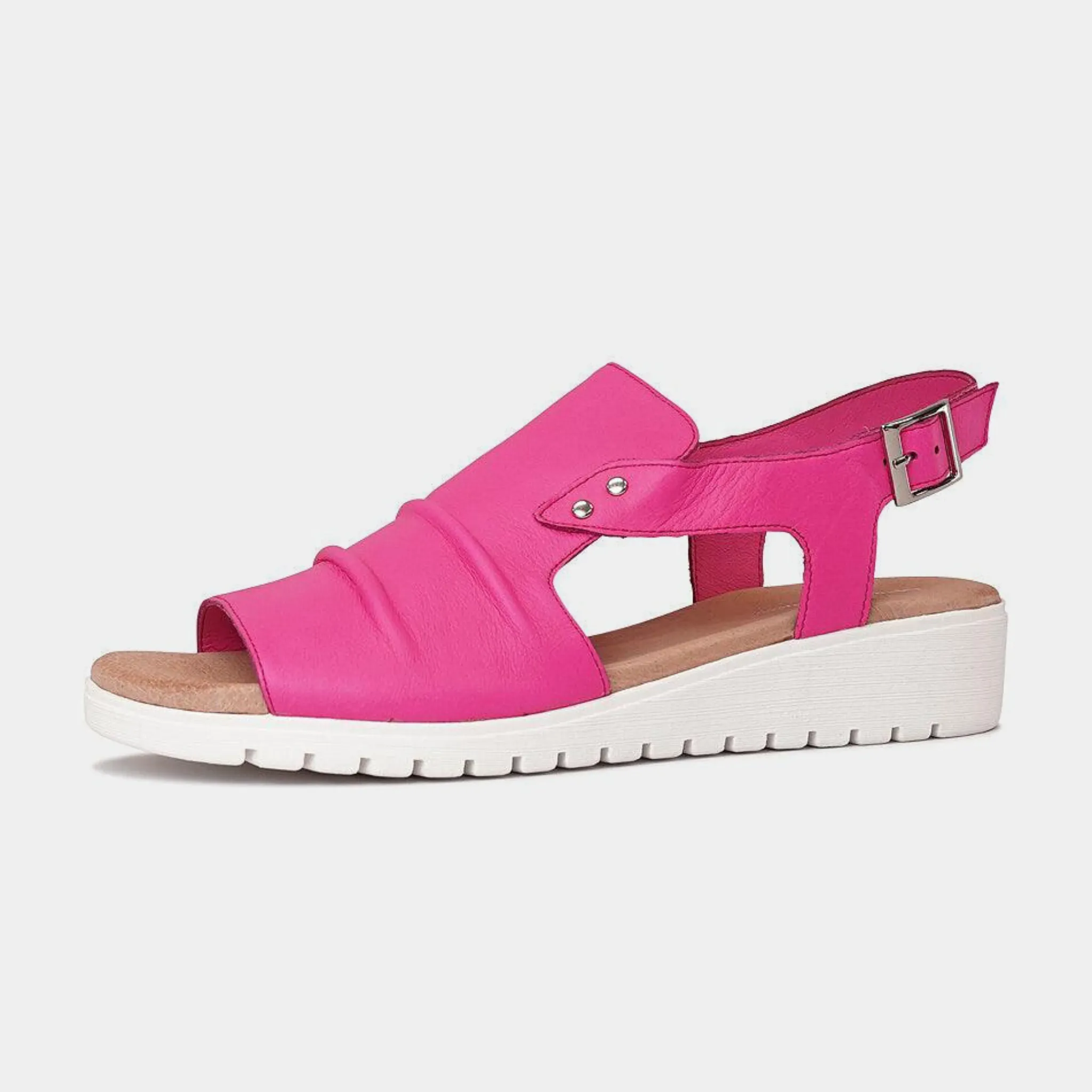 Madis Hot Pink Leather Sandals