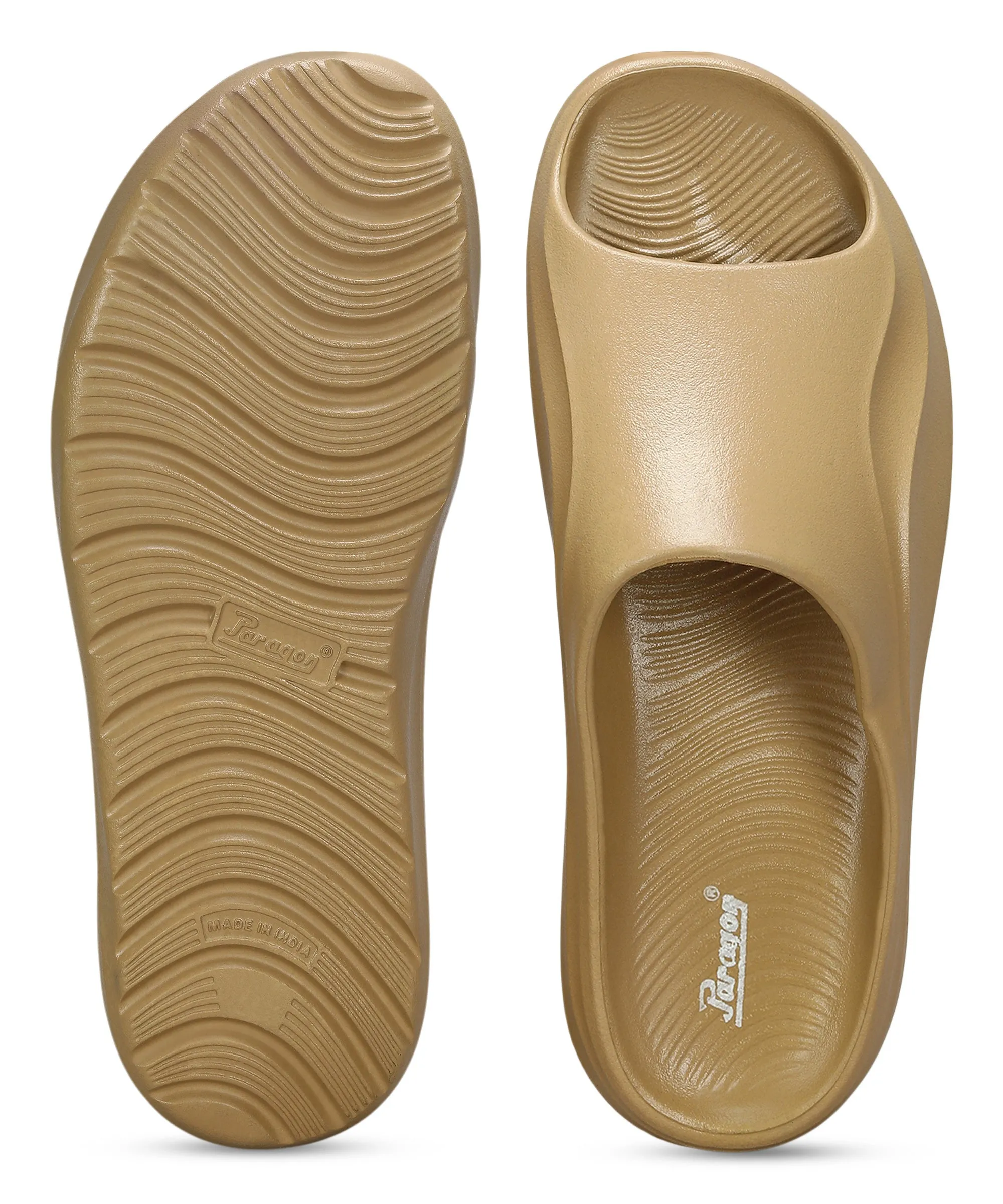 Paragon Men's Watreproof Beige Sliders with Comfortable Anti-Skid Sole