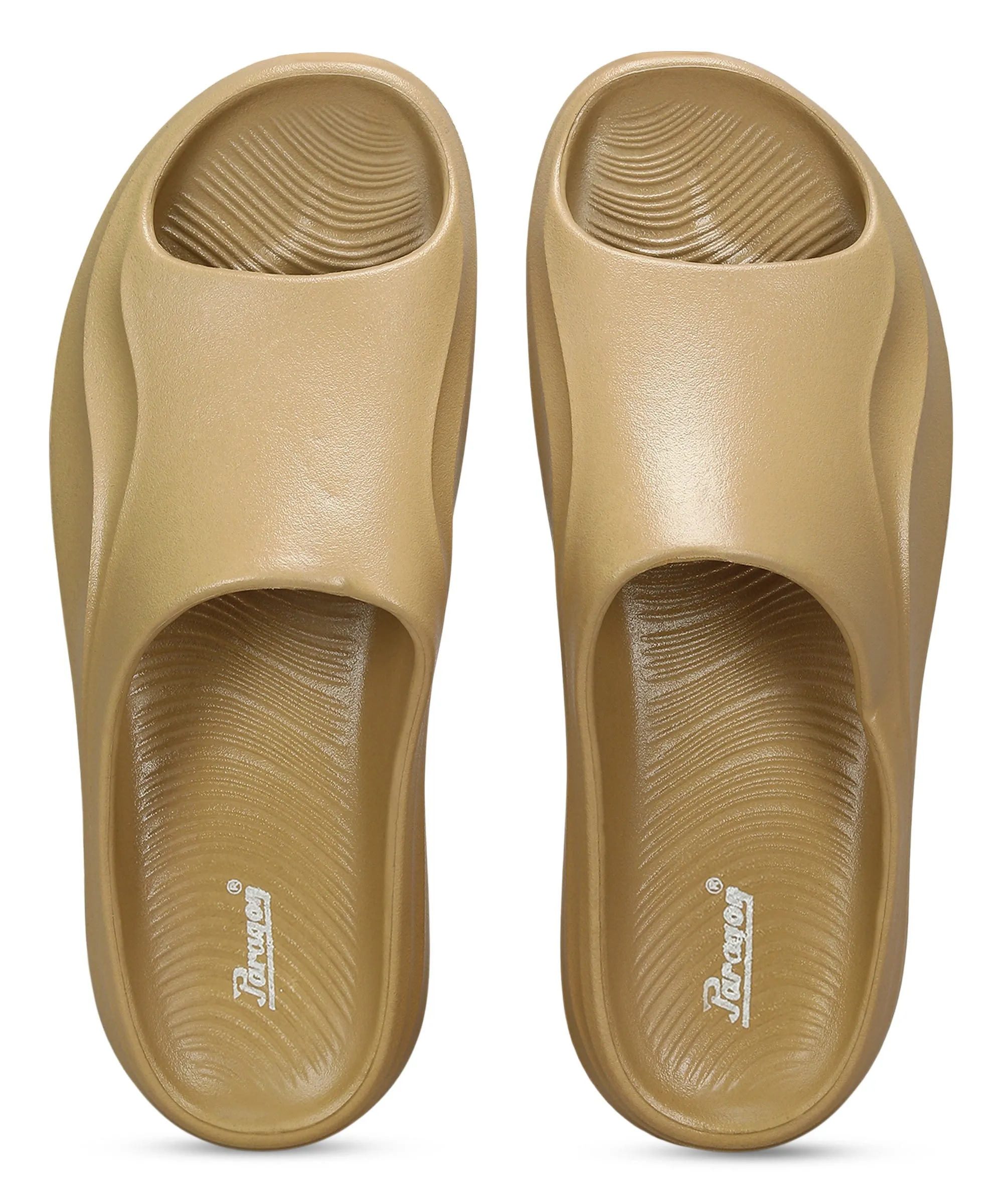 Paragon Men's Watreproof Beige Sliders with Comfortable Anti-Skid Sole