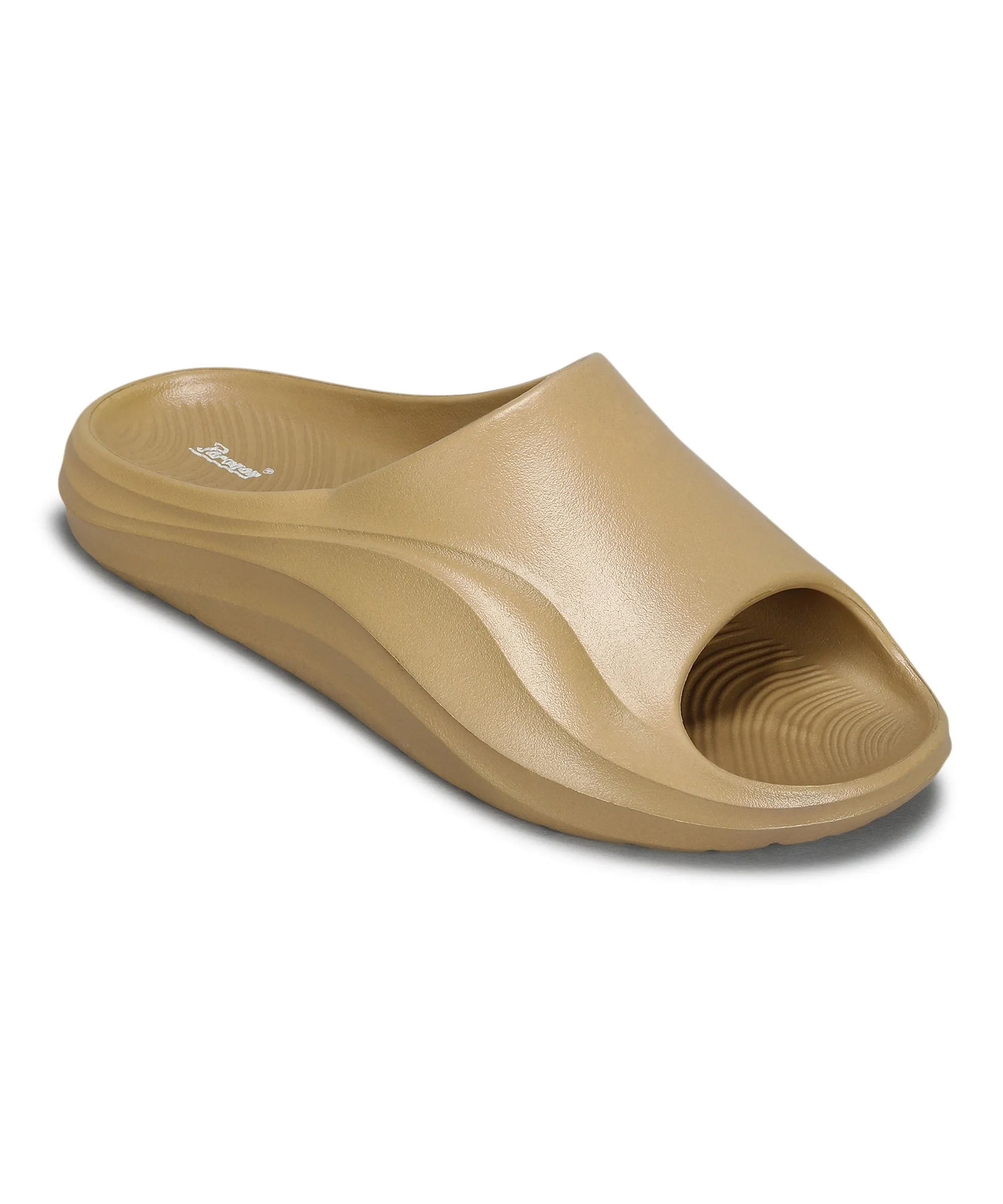 Paragon Men's Watreproof Beige Sliders with Comfortable Anti-Skid Sole