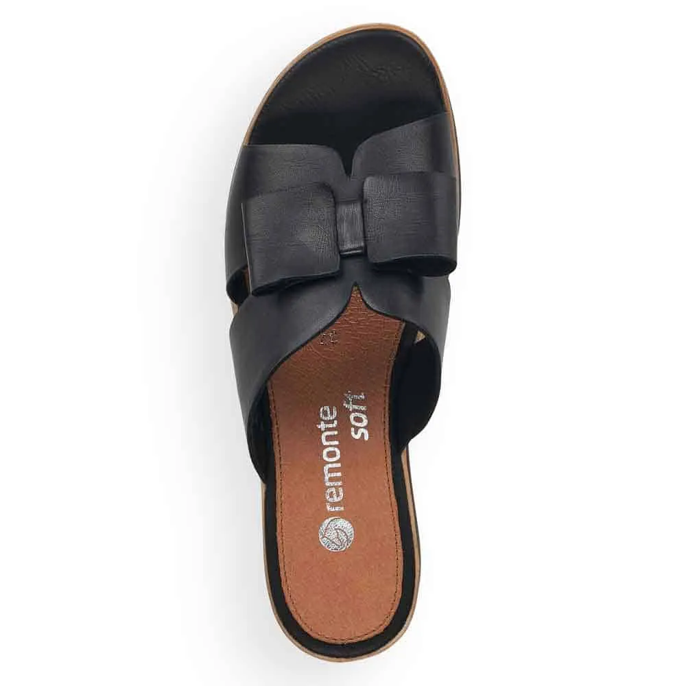 REMONTE BOW WEDGE SANDAL BLACK - WOMENS