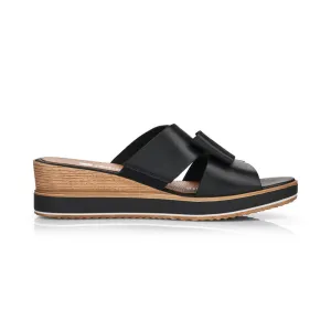 REMONTE BOW WEDGE SANDAL BLACK - WOMENS