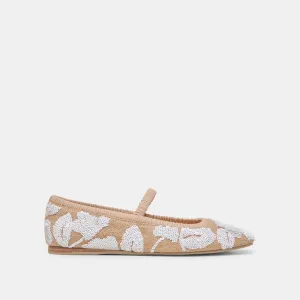 RHODIE BALLET FLATS NATURAL MULTI FLORAL SEQUIN