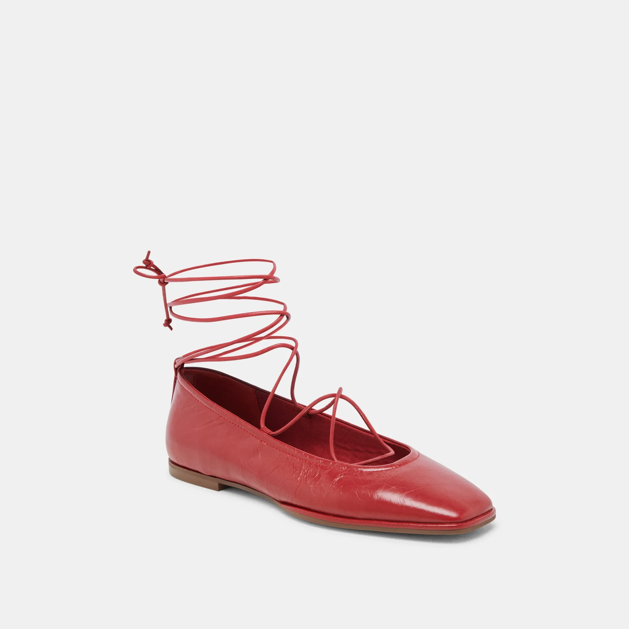 RYDER BALLET FLATS RED CRINKLE PATENT