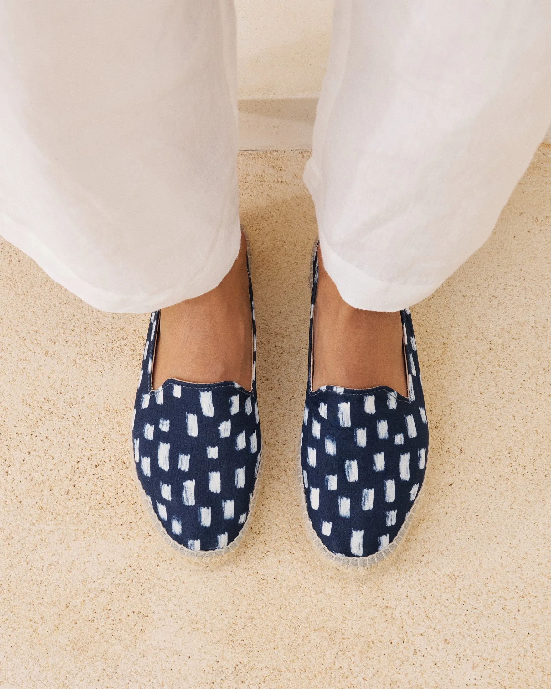 Silk Double Sole Espadrilles - H48D0 - Monaco Navy Blue Pois