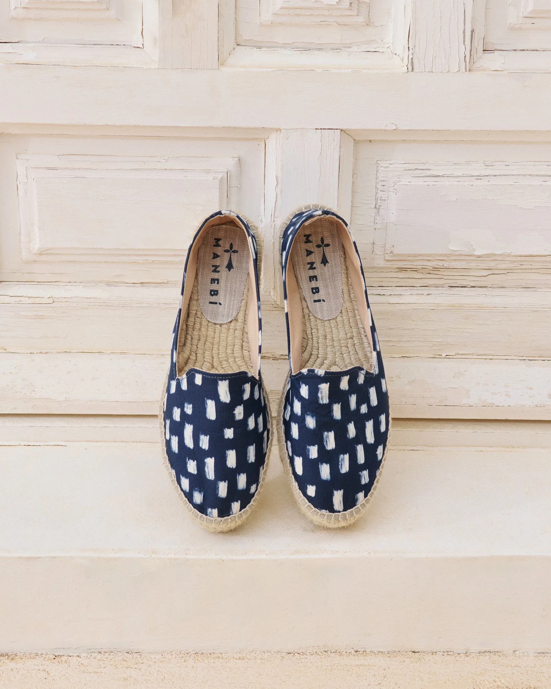 Silk Double Sole Espadrilles - H48D0 - Monaco Navy Blue Pois