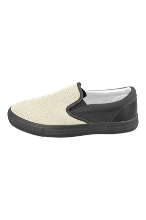 Soybean & Sweet Corn Herringbone Men's Slip-on Canvas Shoes (Model 019)