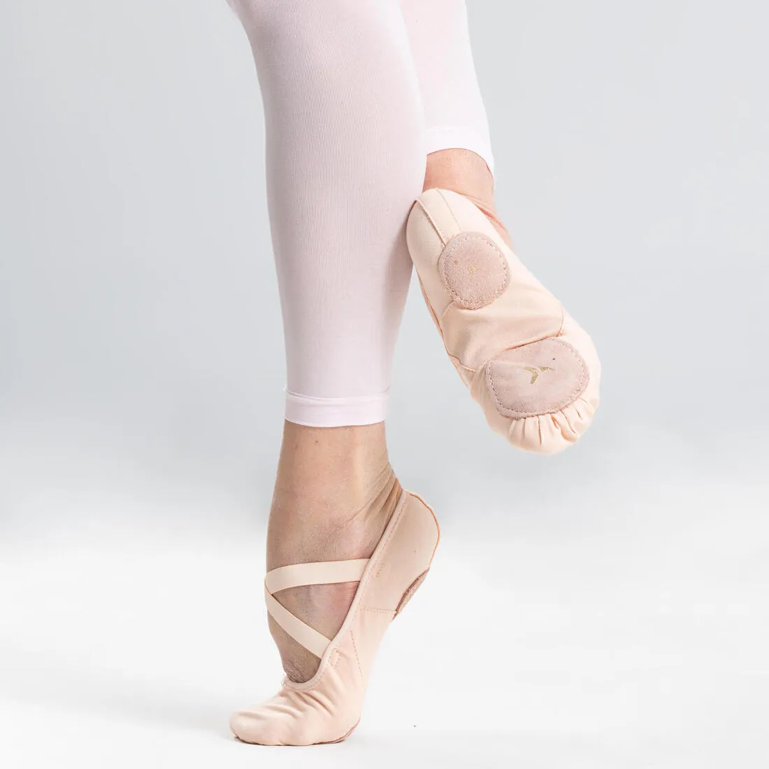 Stretch Canvas Split-Sole Demi-Pointe Ballet Shoes Size 9.5C to 6.5 - Salmon