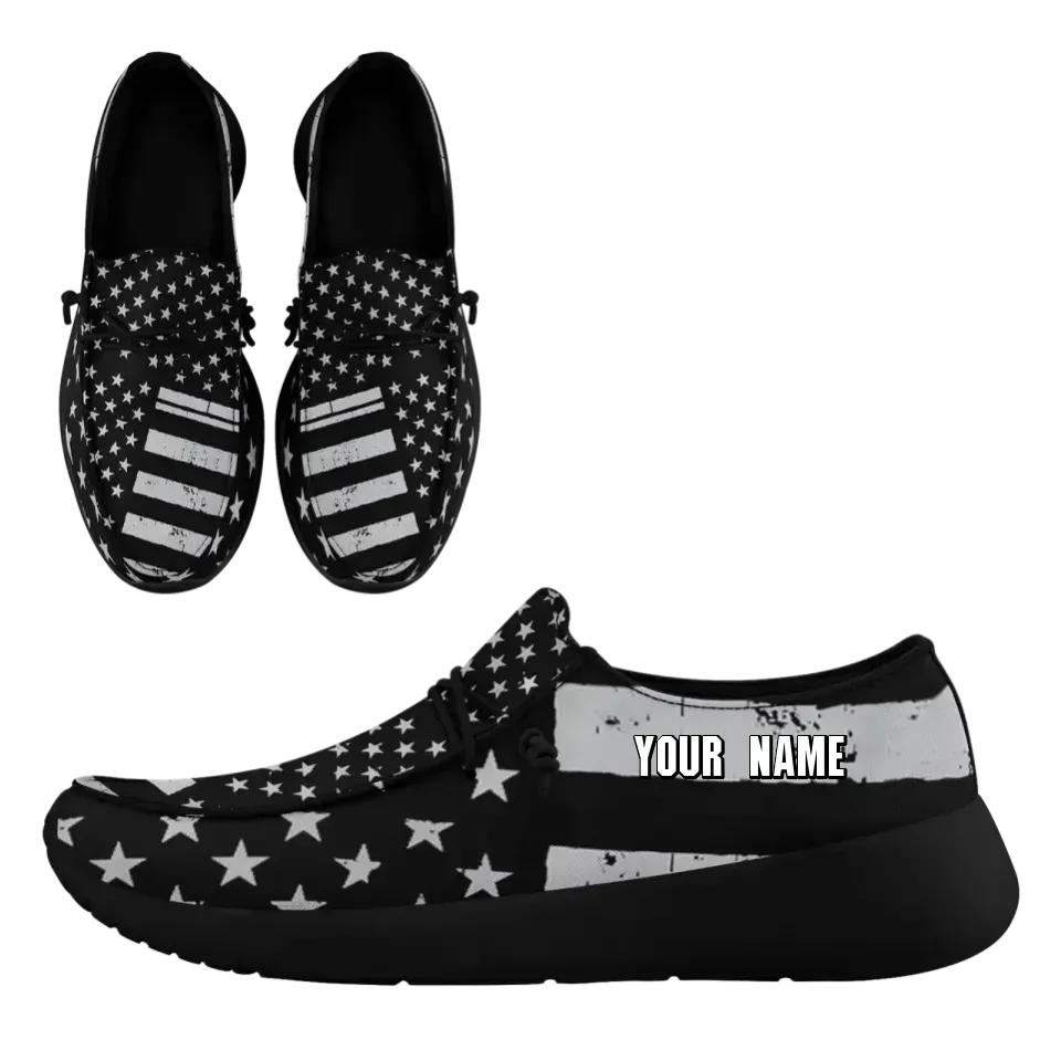 Unique Gift,Personalized  America Flag Sneakers, Custom Patriotic Loafer Shoes,  Canvas Slip On Shoes,
FN018-24020303-6b