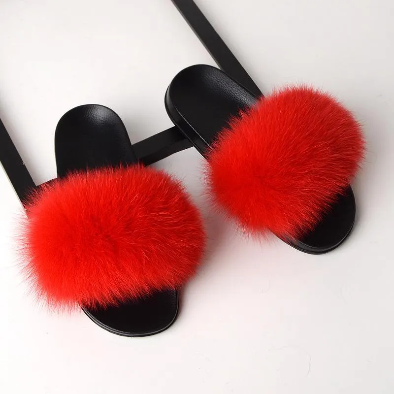 Women Summer Outdoor Casual Fur Slide Sandals