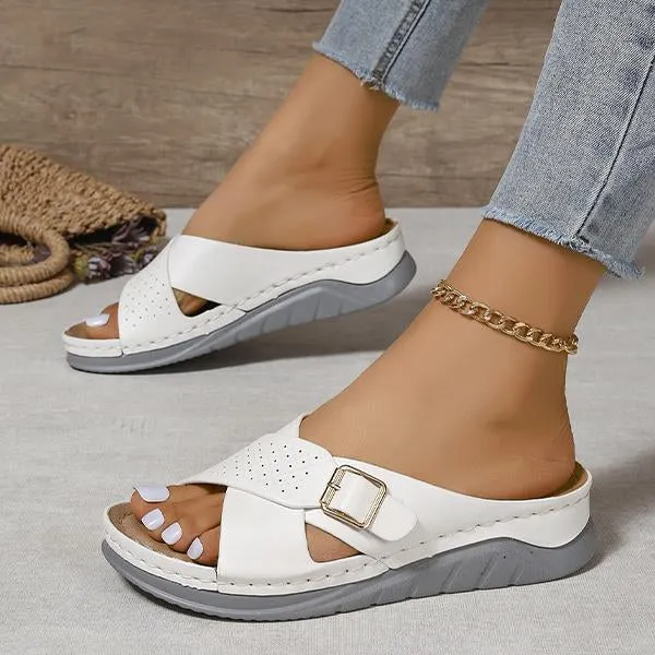 Women's Casual Cross Strap Beach Wedge Sandals 61819743S