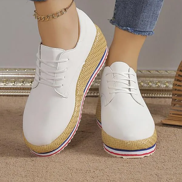 Women's Casual Simple Lace-Up Wedge Platform Shoes 41786968S