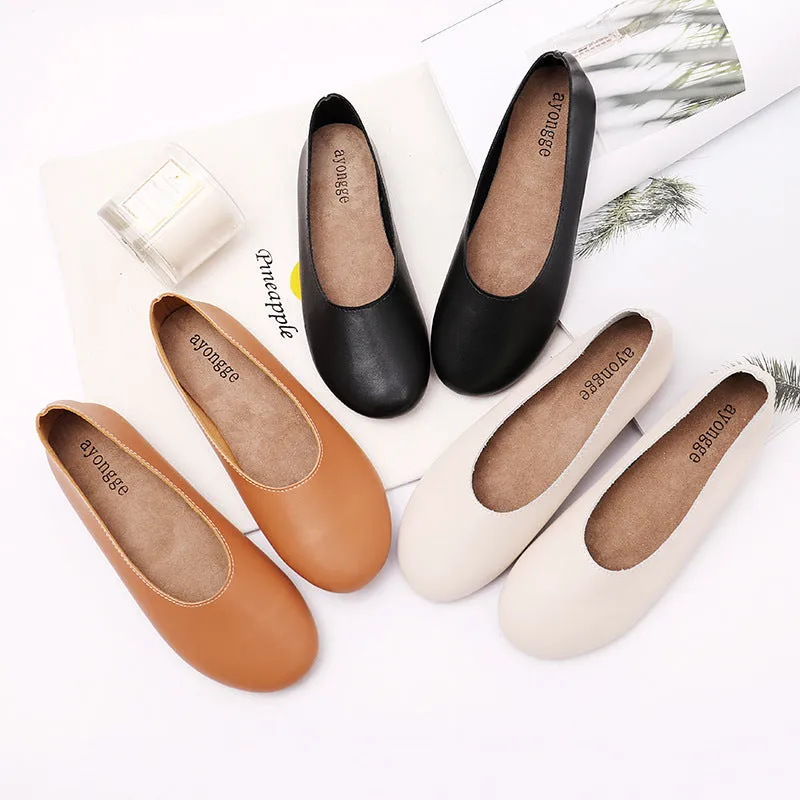 Women's soft daily flats Slip on comfy driving shoes casual work flats